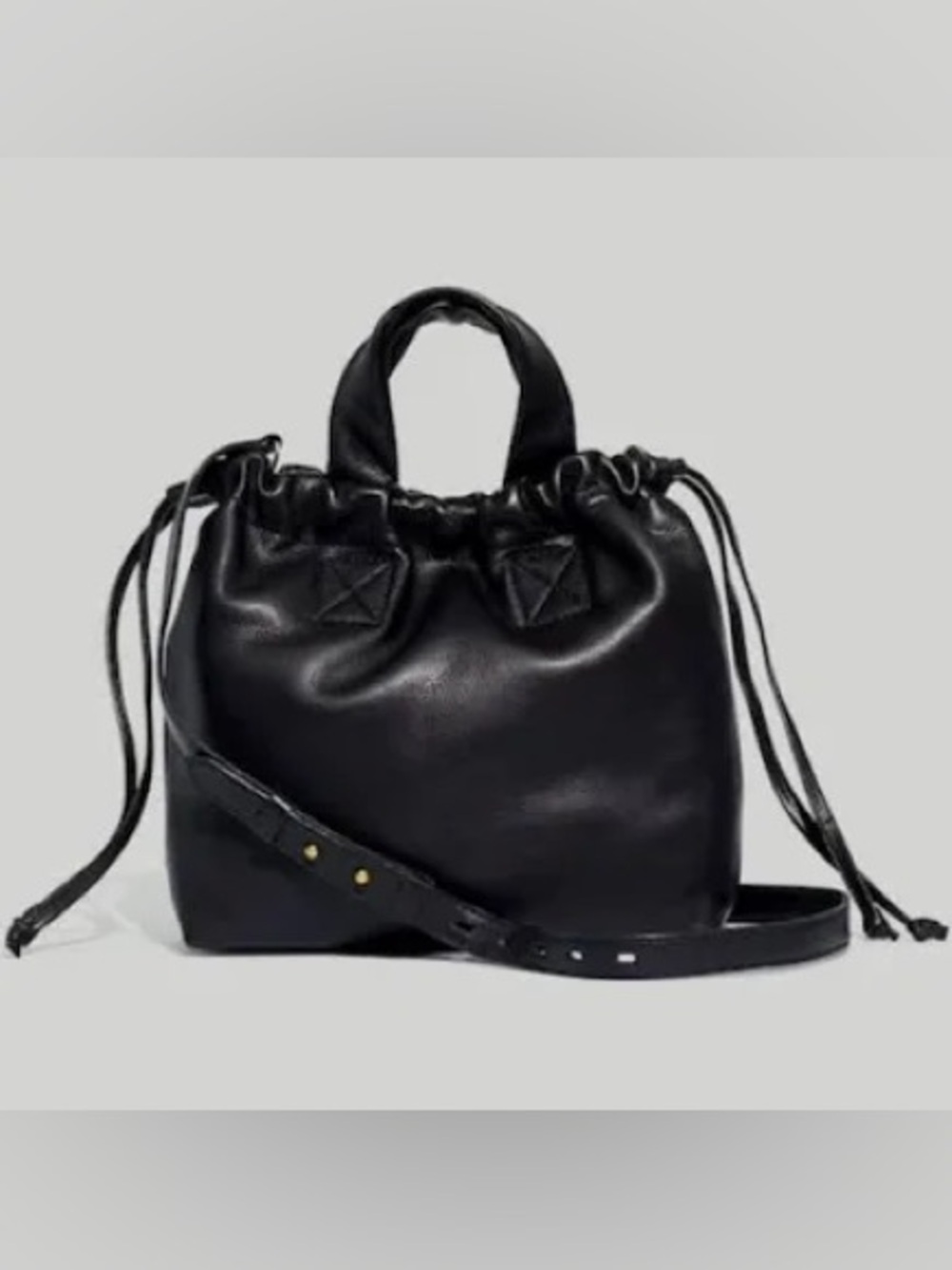 Madewell The Piazza Slouchy Leather Cinch Crossbody Tote Black
